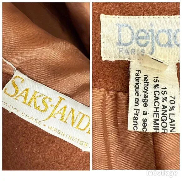 Vintage Dejac Saks-Jandel Wool Angora Cashmere Blazer Coal Old Money Luxury L - Picture 10 of 10